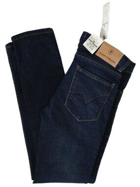 NWT! Tom Tailor Mens Button Fly Jeans Size W32 L32 Dark Wash Blue Denim Pants